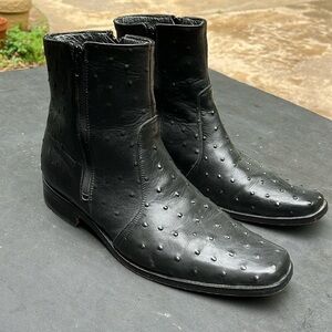El Besserro potato ankle dress boots ostrich leather siz 27.5 ( US8.5 )
